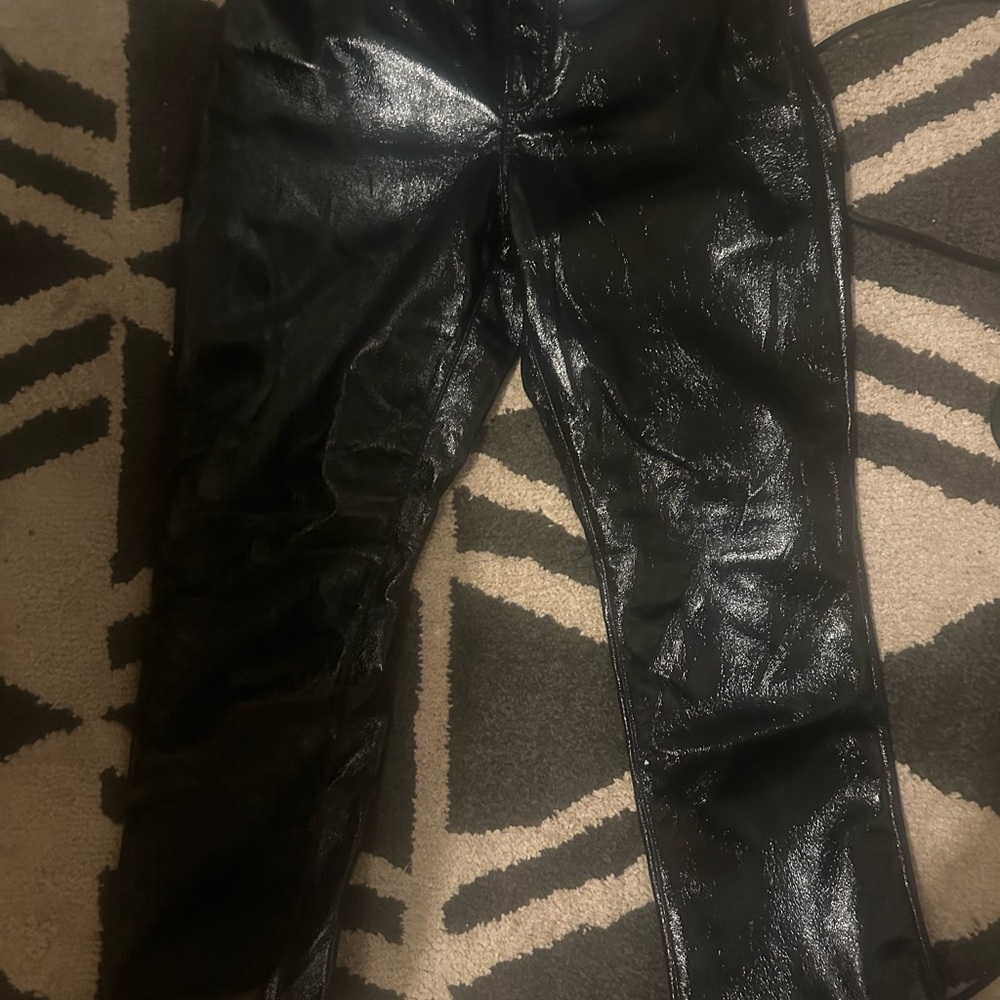Shiny Black Faux Leather Pants